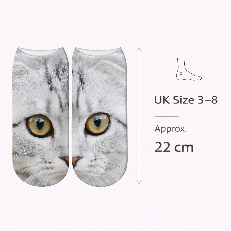 Thumbnail: 22cm Cat Trainer Socks dimensions diagram