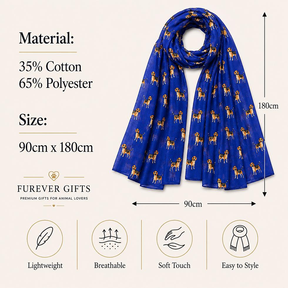 Thumbnail: 90 x 180cm Blue Beagle dog Print Ladies Scarf dimensions diagram