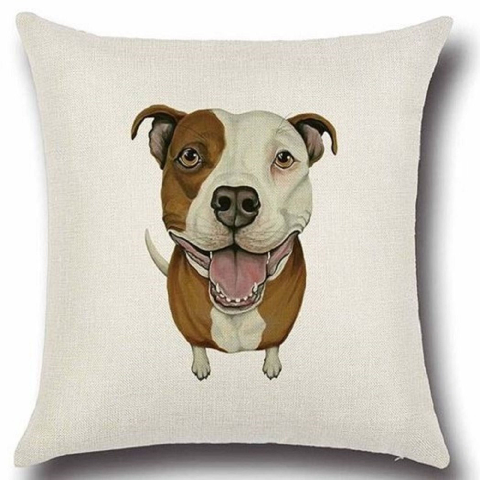 Staffordshire Bull Terrier Dog Cushion Cover with minimal dog illustration on beige background