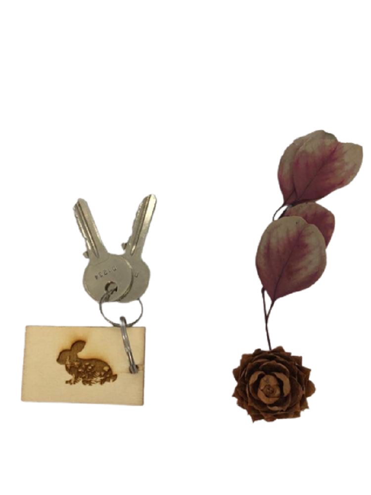 Thumbnail: Image of Handmade Rectangular Wooden Animal Keyring
