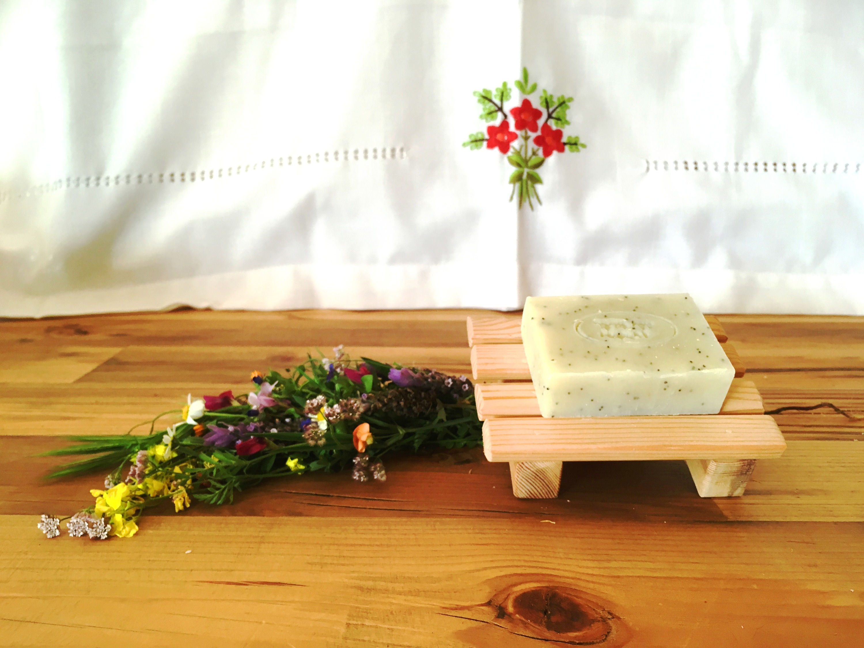 Natural Soap and Meir's Wooden Soap Dish