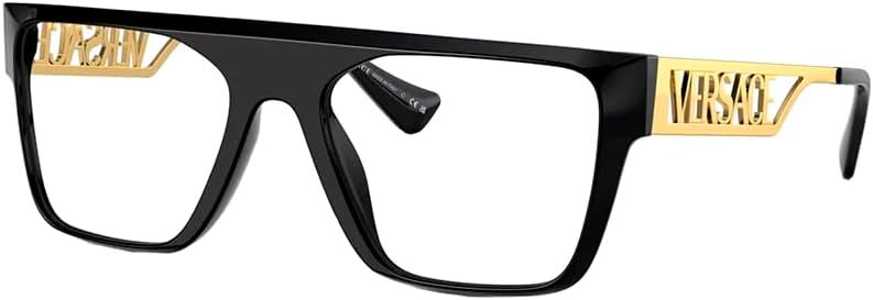Versace VE 3326U GB1 Lunettes de vue rectangulaires en plastique noir/or 55mm