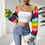 Miniature : Durio Bolero Shrugs for Women Y2K Long Sleeve Cropped Sweater Cardigan Open Fro