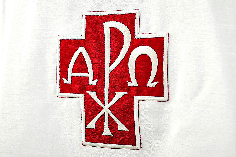 Thumbnail: Sava Priest Ready to Wear Vestment - Ivory with Burgundy Embroidery – Size 140