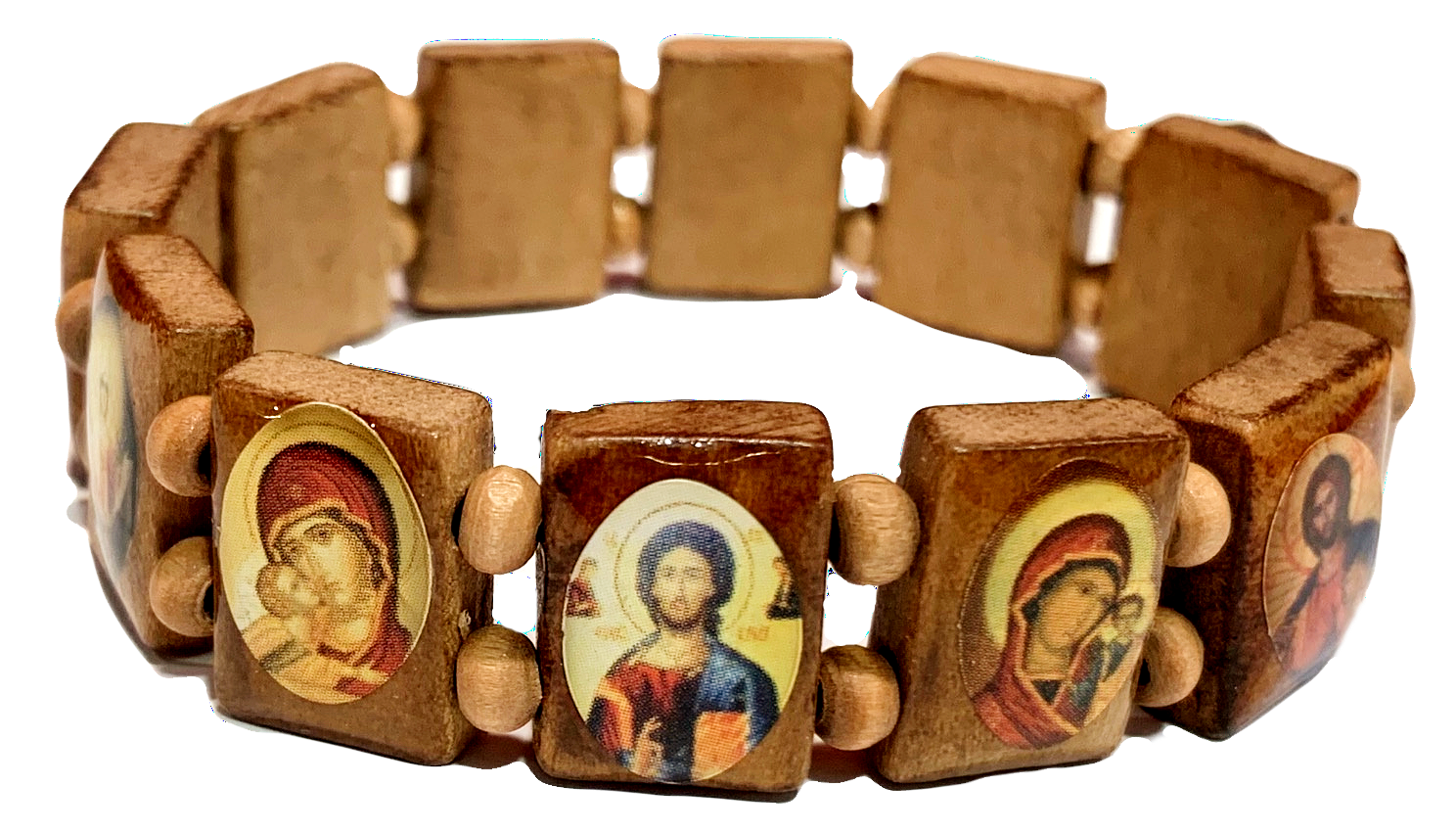 Icon Bracelet with Wood Beads (Style II)