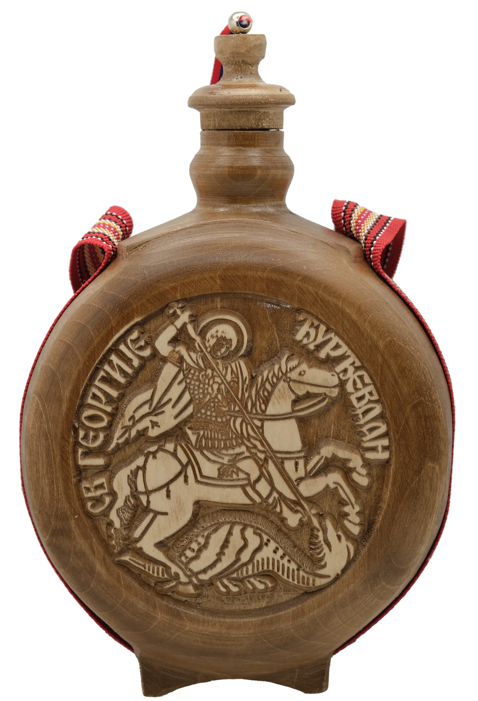 Thumbnail: Handcrafted Wooden Flask with Icon