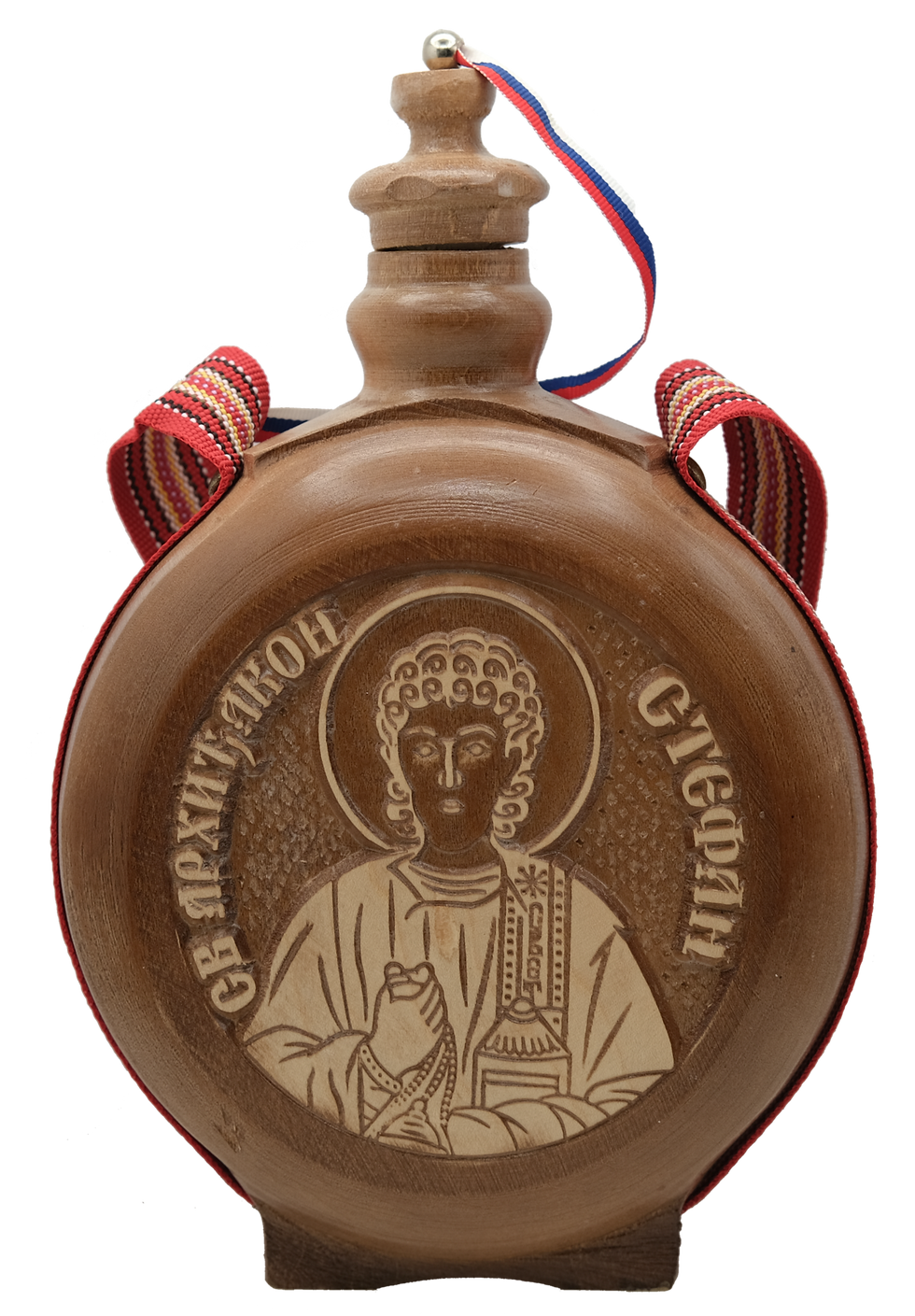 Thumbnail: Handcrafted Wooden Flask with Icon
