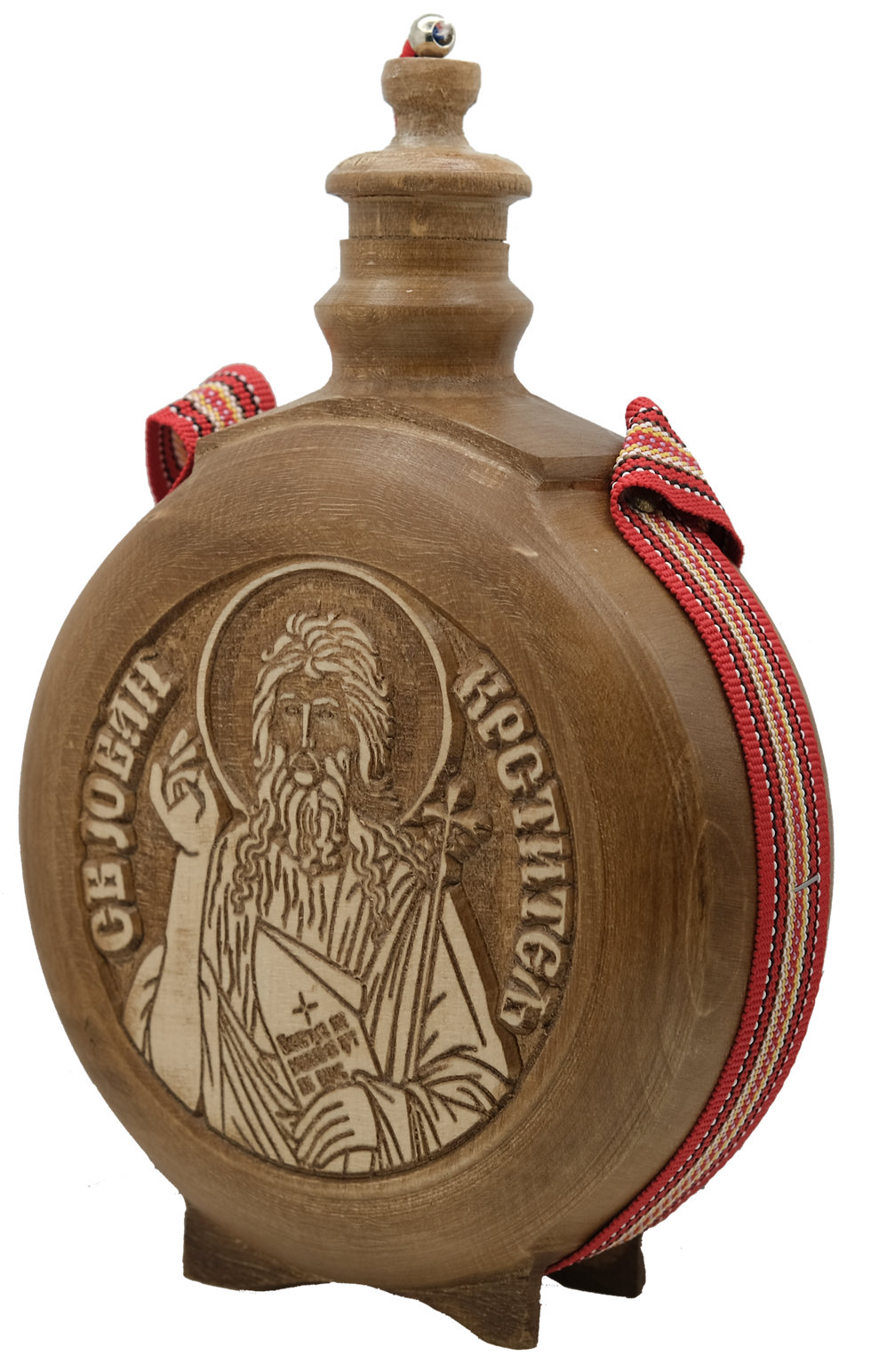 Thumbnail: Handcrafted Wooden Flask with Icon