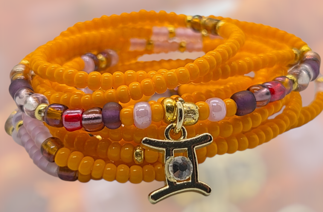 Gwendolyn Brooks, Gemini Waist Beads, Orange Waist Beads, Plus Size Waist Beads, Handmade Waist Beads