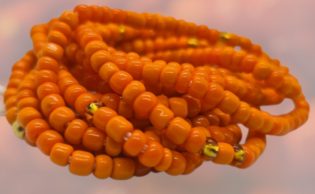 Shirley Chisholm, Handmade Waist Beads, Orange Gold Waist Beads, Plus Size Waist Beads