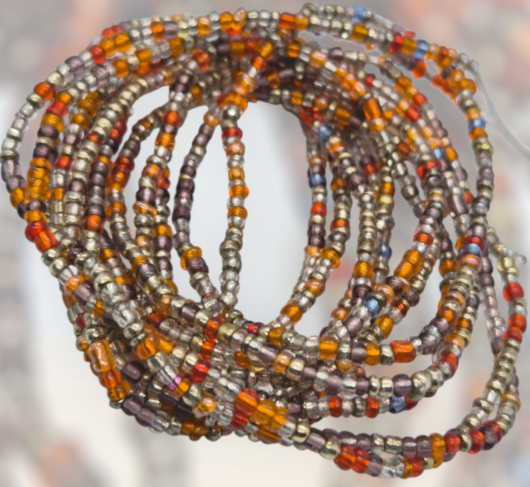 Chaka Khan, Handmade Waist Beads, Amber Orange  Smoky Metallic Waist Beads, Plus Size Waist Beads