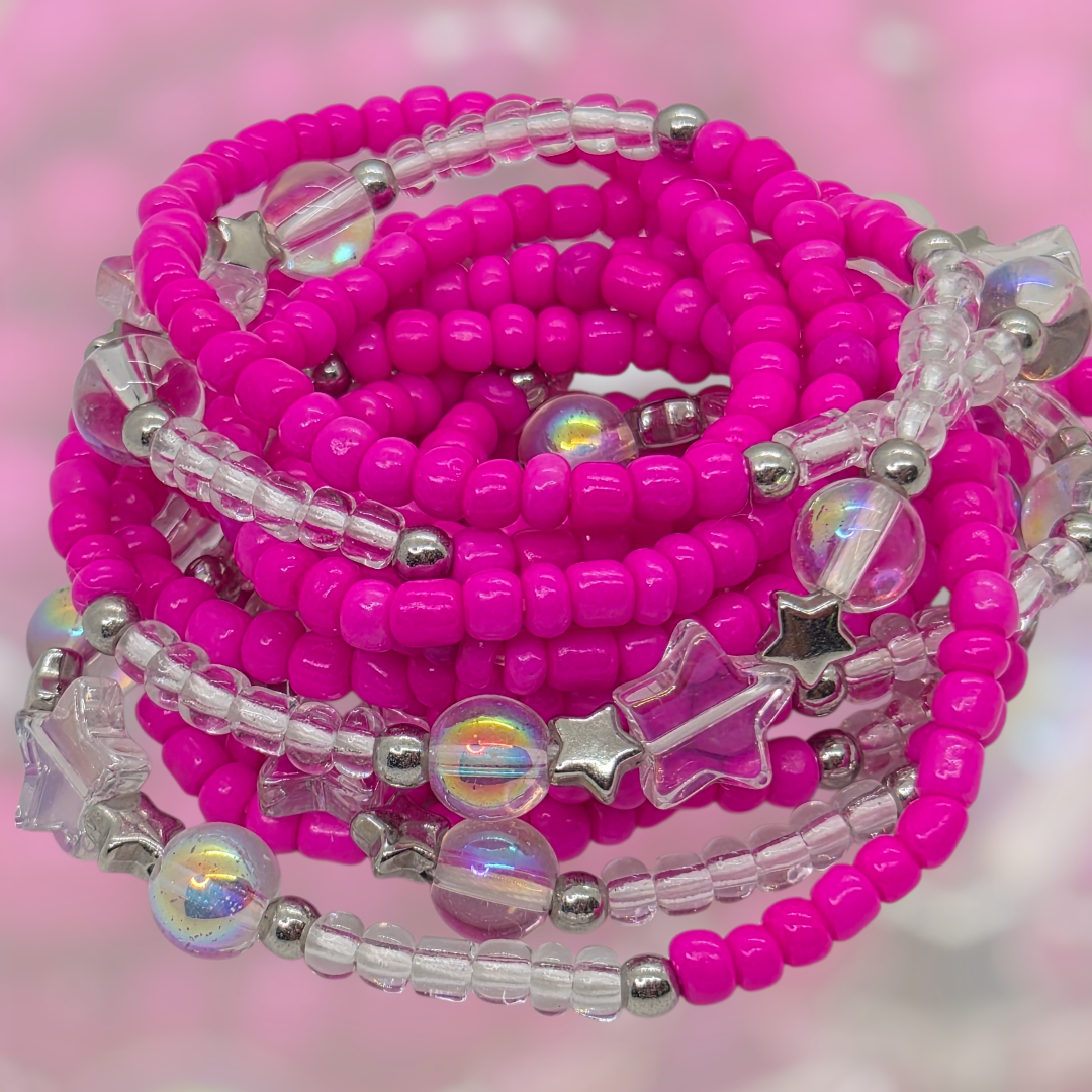 Nnedi Okorafor, Waist Beads, Pink Waist Beads, Iridescent Waist BEads, Silver Waist beads, Plus size waist beads