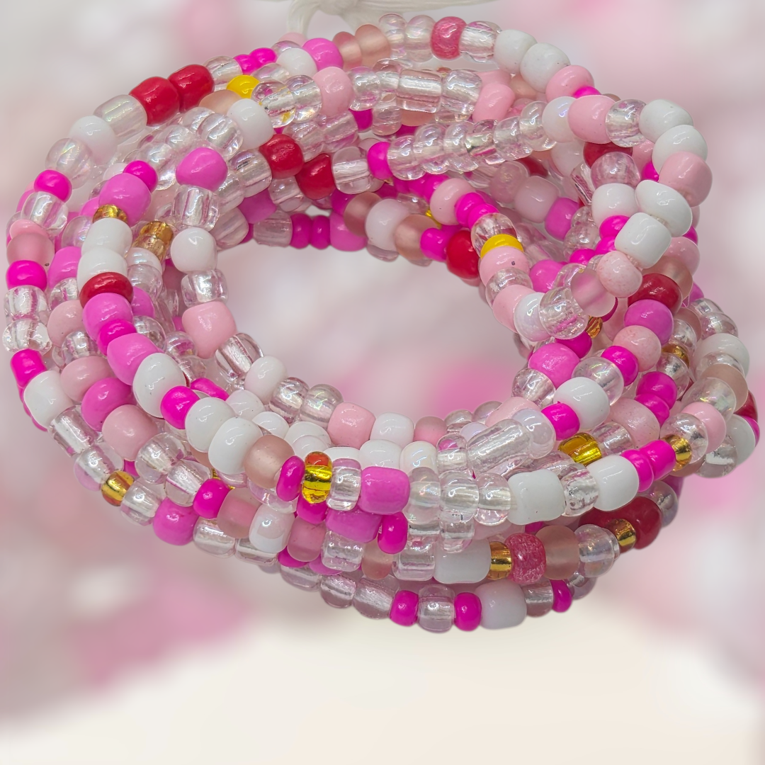 Waist Beads, Fuchsia waist beads, Petal Pink waist beads, White waist beads, Yellow waist beads, plus size waist beads