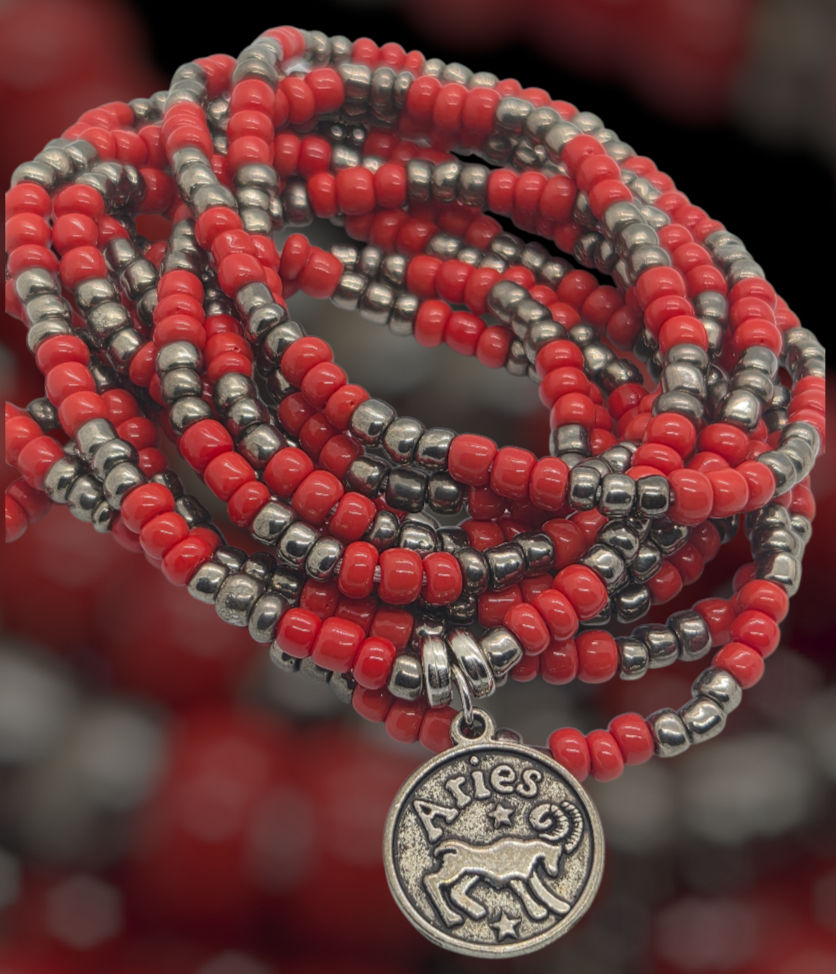 Aretha Franklin, Handmade Waist Beads, Aries, Red/Gold Red/Silver Waist Beads, Plus Size Waist Beads