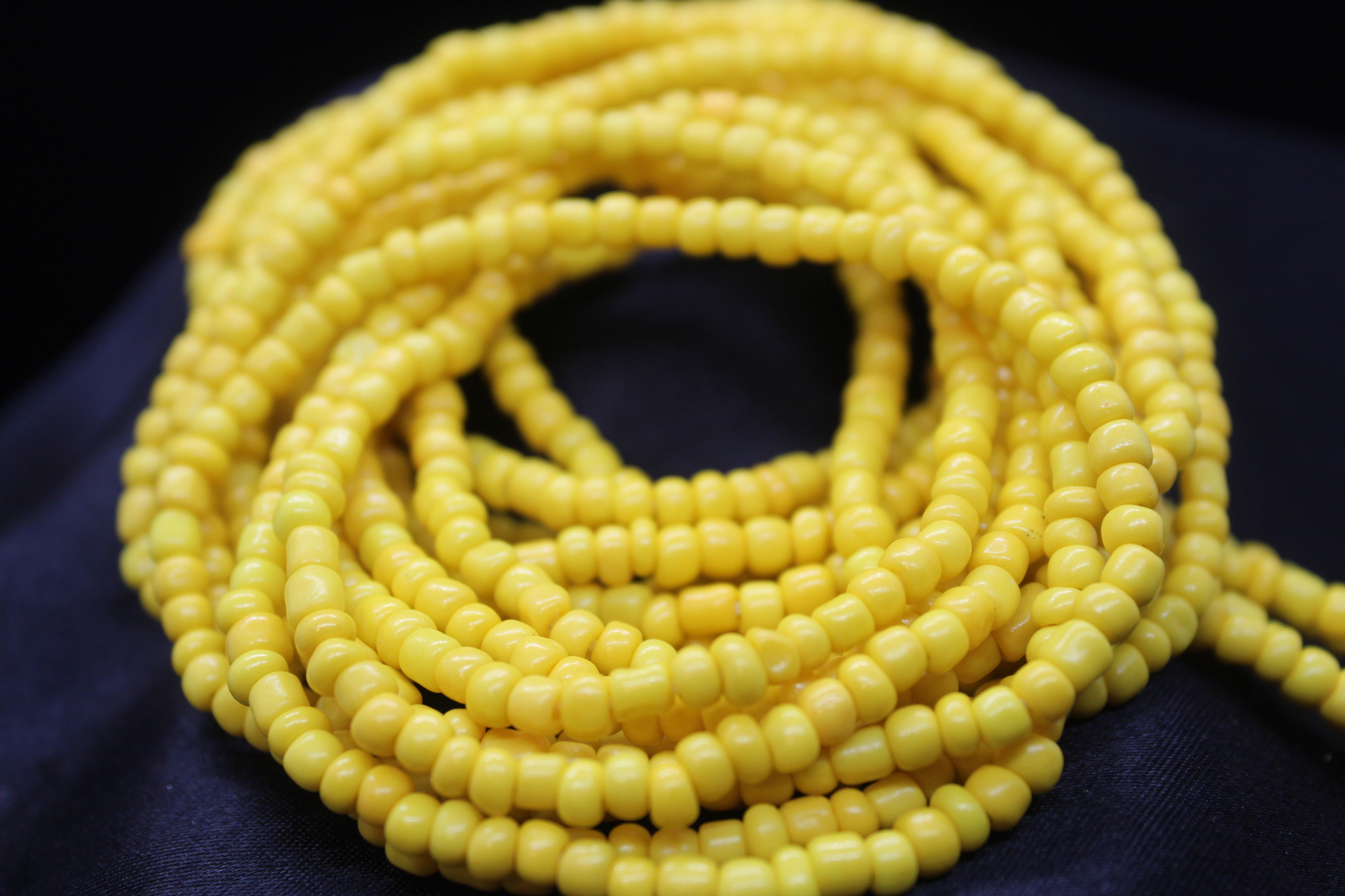 Serena Williams, matte yellow waist beads, handmade waist beads