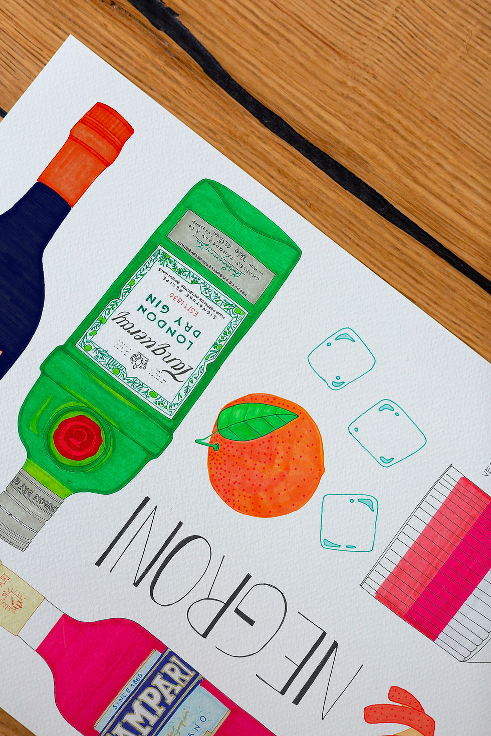 Miniatura: Negroni illustrated recipe