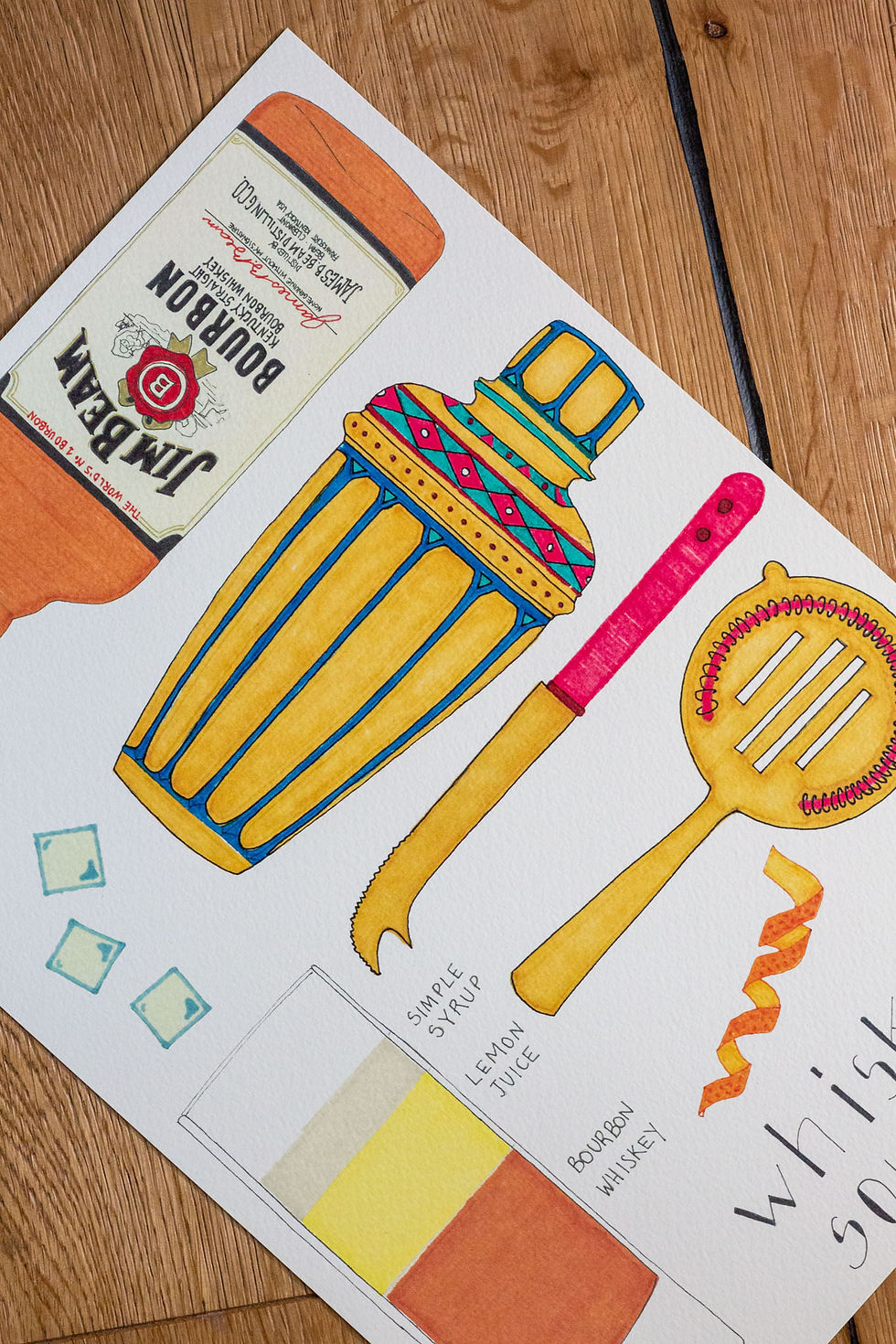 Miniatura: Whiskey Sour illustrated recipe
