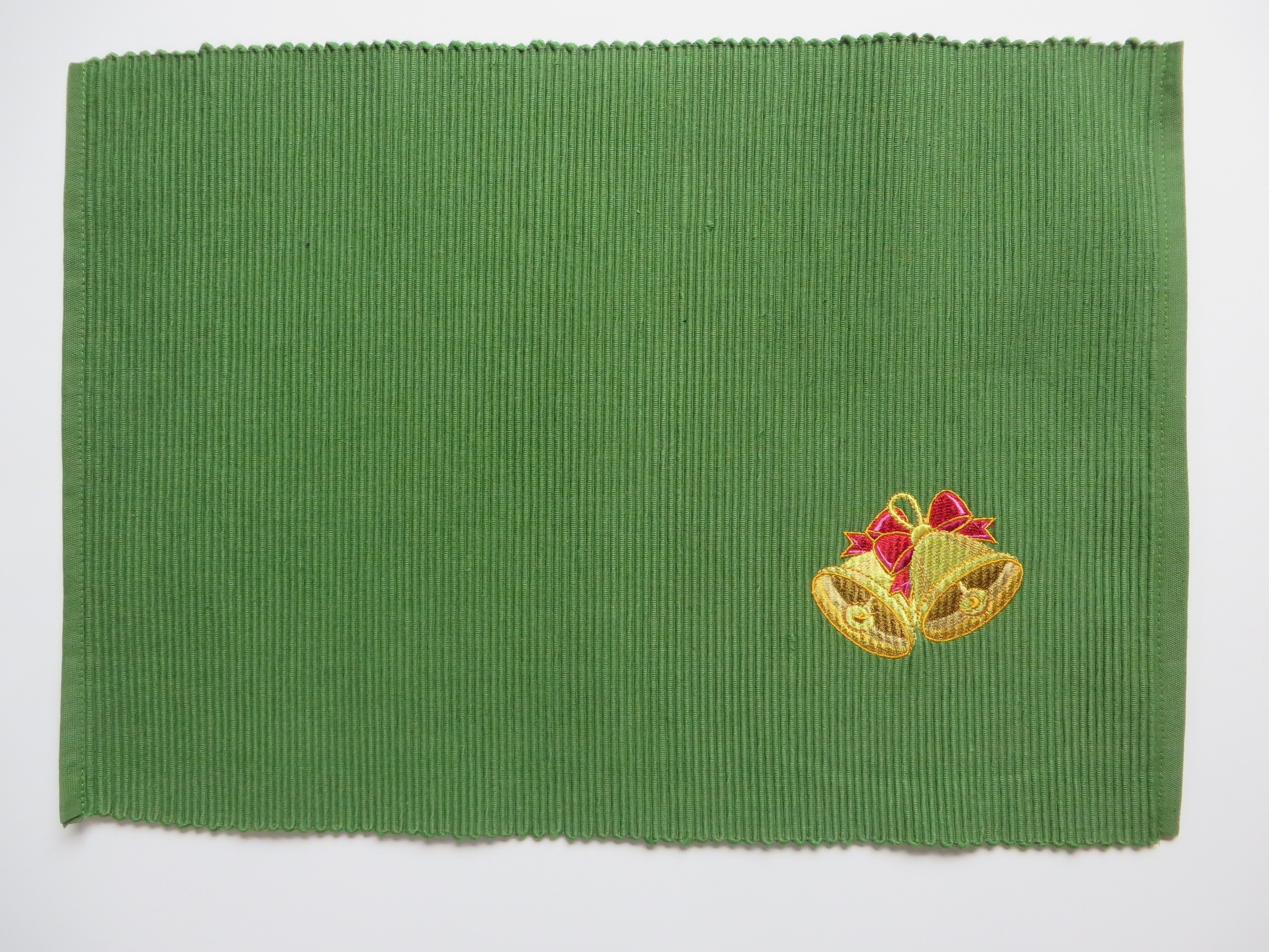 Green Holiday Placemat with Bell Pattern