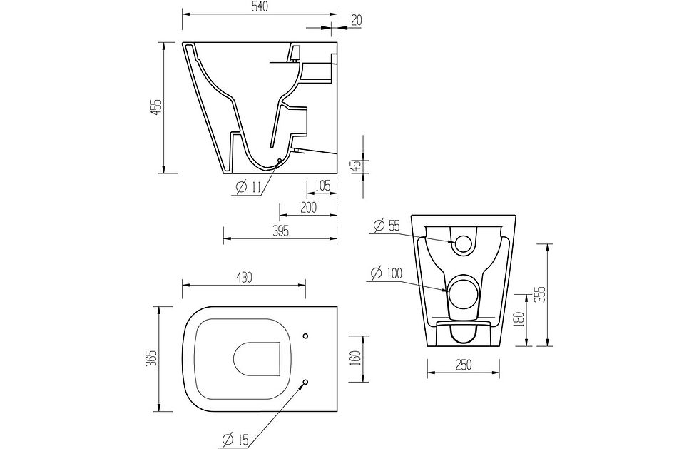 Thumbnail: Rimless Back To Wall Toilet (Comfort Height WC & Soft Close Seat)