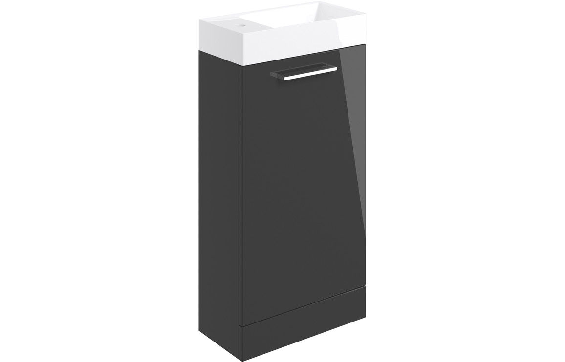 Cruz 410mm Floor Standing 1 Door Basin Unit & Basin - Anthracite Gloss