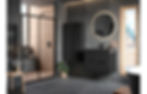 Thumbnail: Doba 815mm Wall Hung 2 Drawer Basin Unit & White Basin - Matt Black & Glass