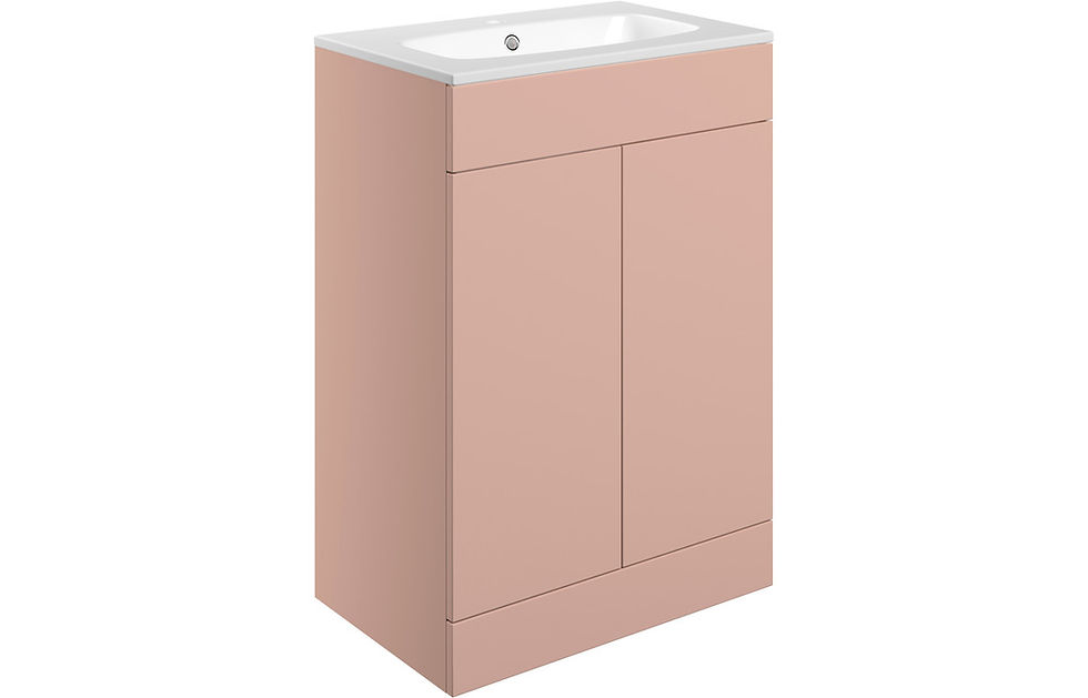 Mulberry 615mm Floor Standing 2 Door Basin Unit & Basin - Matt Antique Rose