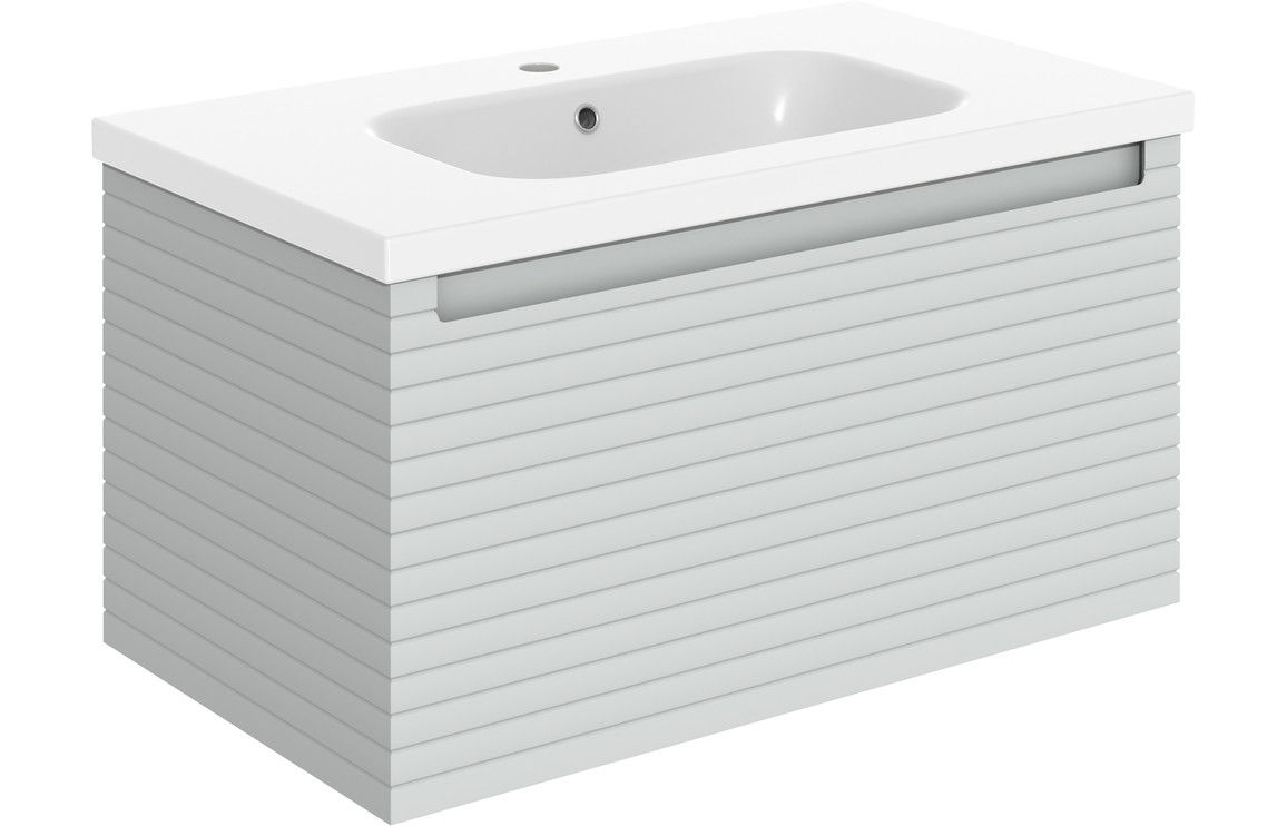 Tavern 815mm Wall Hung 1 Drawer Basin Unit & Basin - Matt Mineral Grey