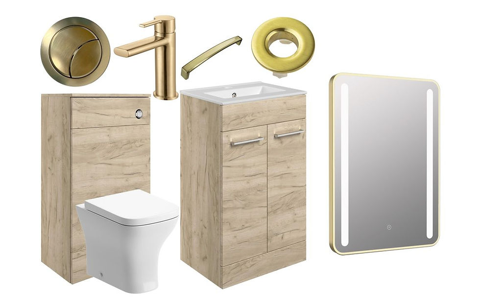 Cruz 510mm F/S Furniture Pack - Oak w/Brushed Brass Finishes