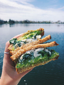 homemade egg white, feta, spinach, & avocado breakfast sandwich
