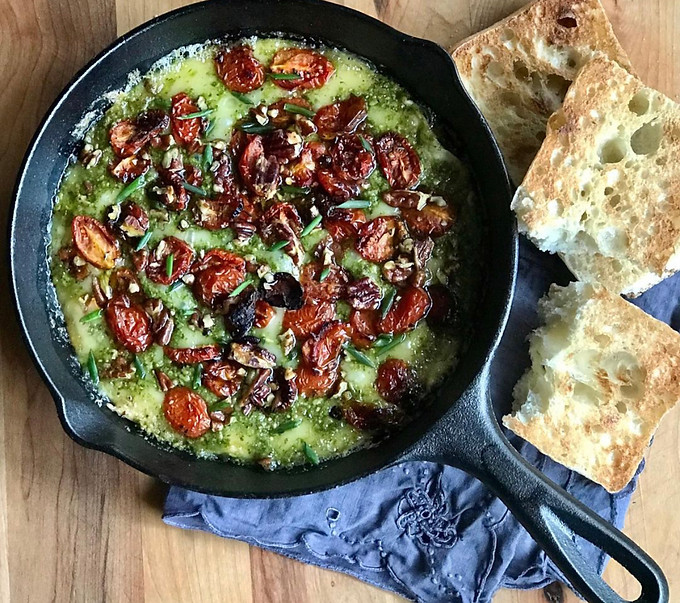 Bubbling Brie with Pesto