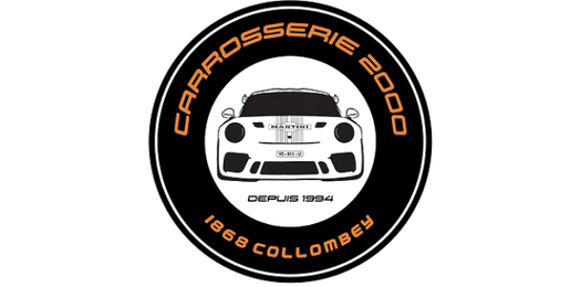 Logo de Carrosserie 2000, partenaire de MAKE à Monthey pour sa communication visuelle