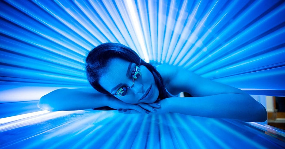Client using UV tanning bed at Kent Tanning Studio in Canterbury

