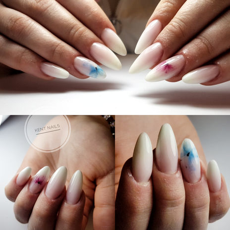 Spring pastel gel nails with floral and heart nail art at Kent Nails in Canterbury

