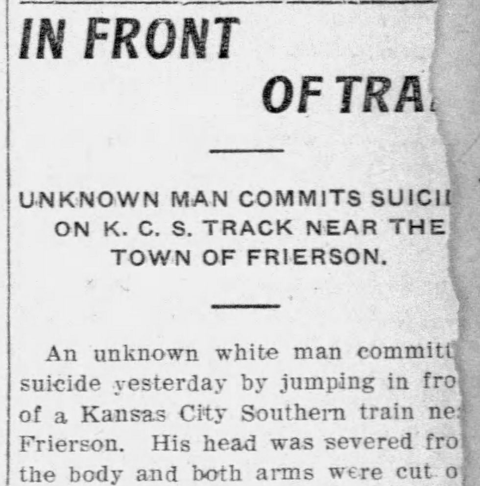 At the same times as reports about the missing James Sanborn surfaced, reports of unknown man committing suicide south of town began circulating, and it did not take long for the local police to make the connection between the two. Photo Courtesy of the Shreveport Journal and Newspapers.com.
