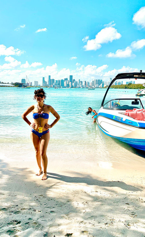 Sexy bikini girl at Virginia Key in Miami boat rental mia mi best destination