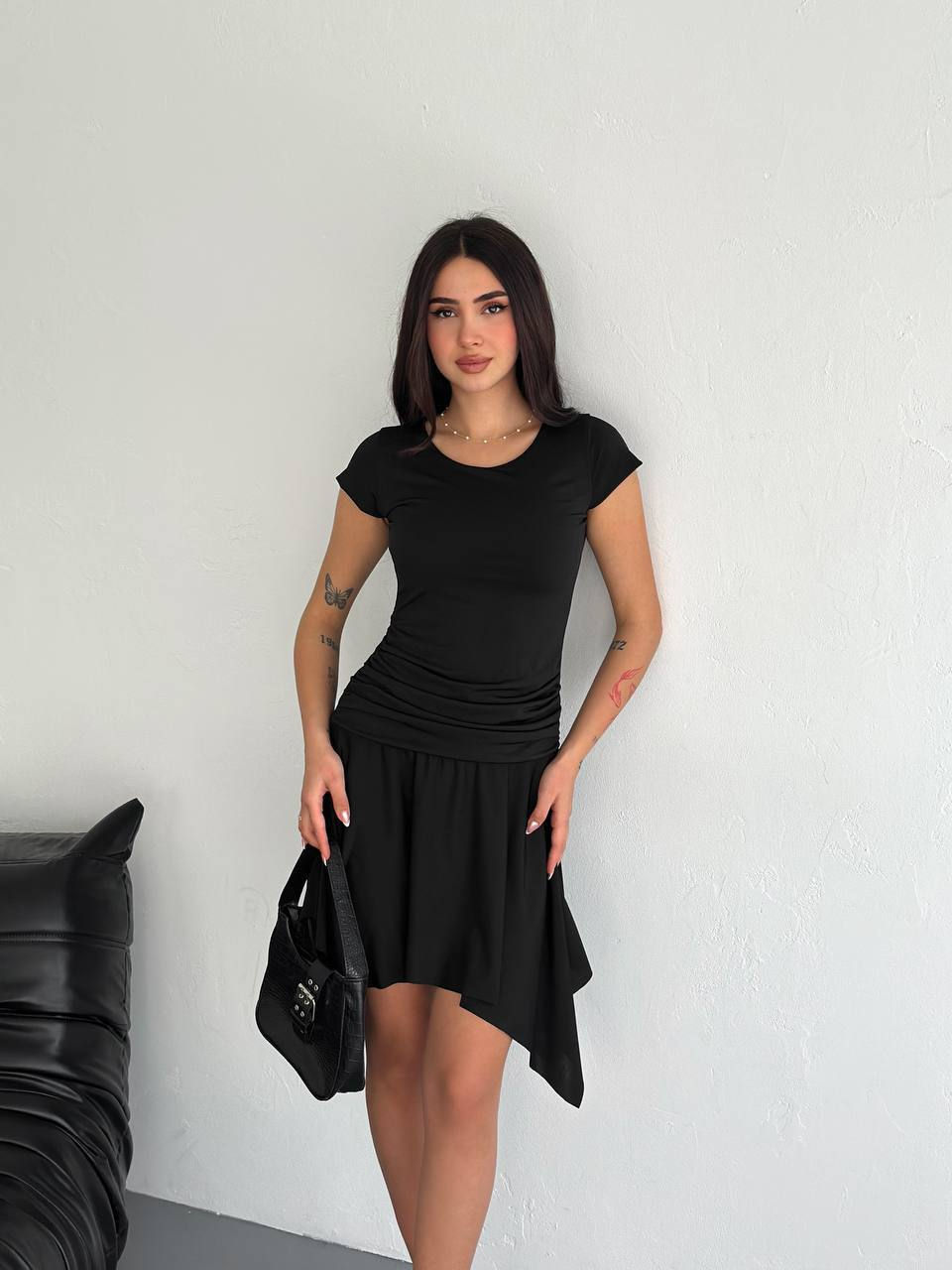 Küçük resim: Sandy Drapeli Asimetrik Elbise