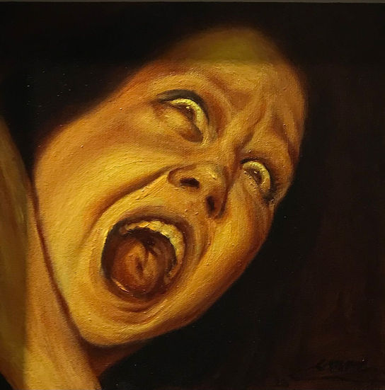 "Nightmare Stories",  2024, Oil on Press Canvas, 25 x 25 cm.