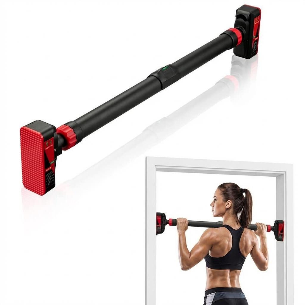 Telescopic Doorway Pull Up Bar, No Screw Chin Up Bar with Auto Lock and Level Me