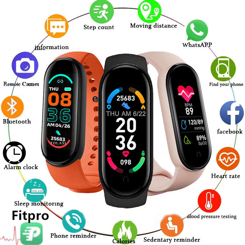 M6 Smart Watch Men Women Fitness Smart Bracelet Sports Band Heart Rate Blood Pre