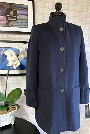 Ladies Wool and Cashmere Funnel Neck Coat, Navy 295x443.jpg