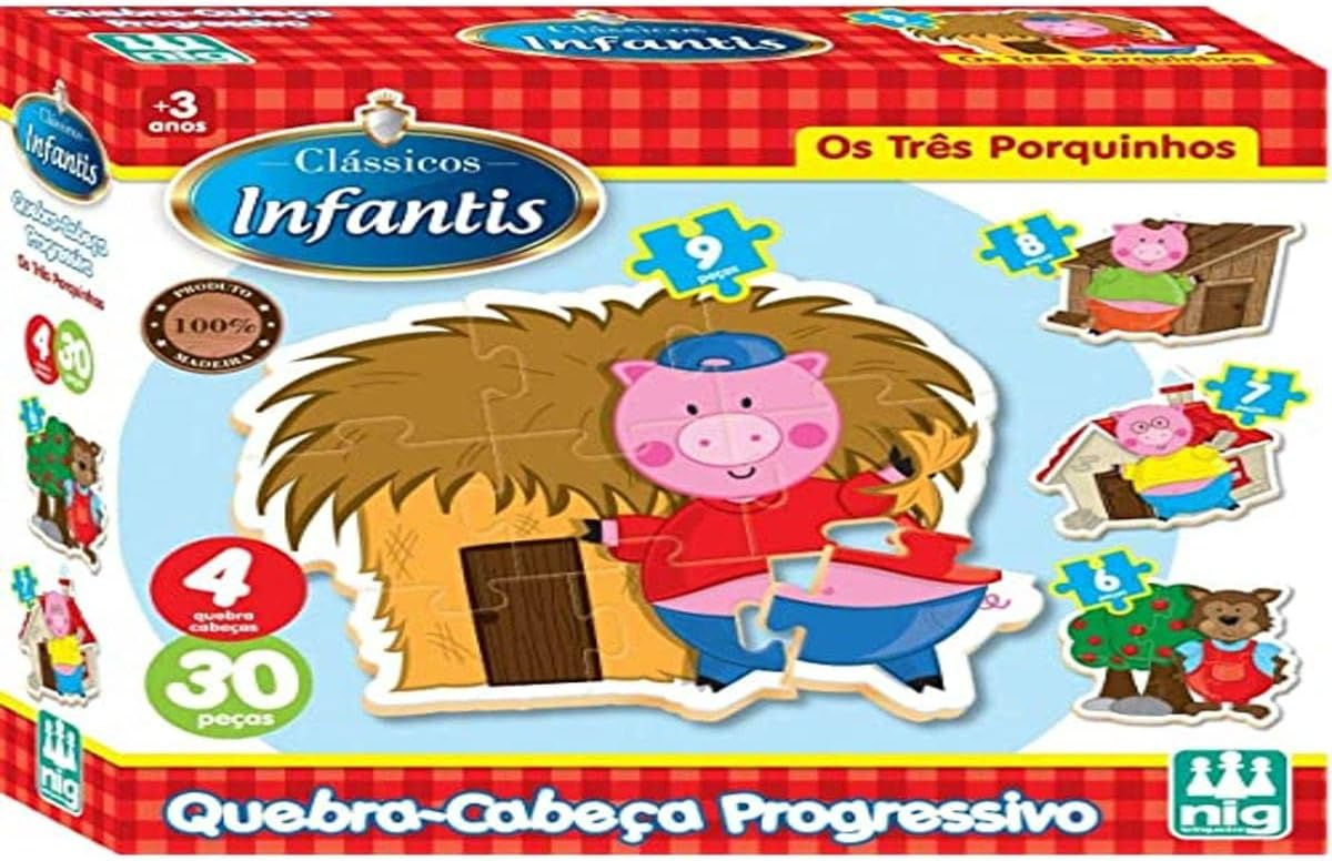 Quebra-Cabeça Progressivo Os Três Porquinhos - Nig
