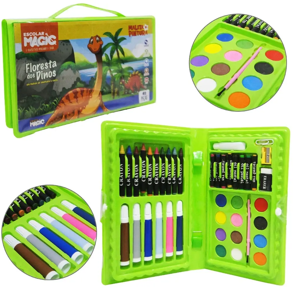 Maleta Para Pintura Dinossauros 42 Peças - Ciranda