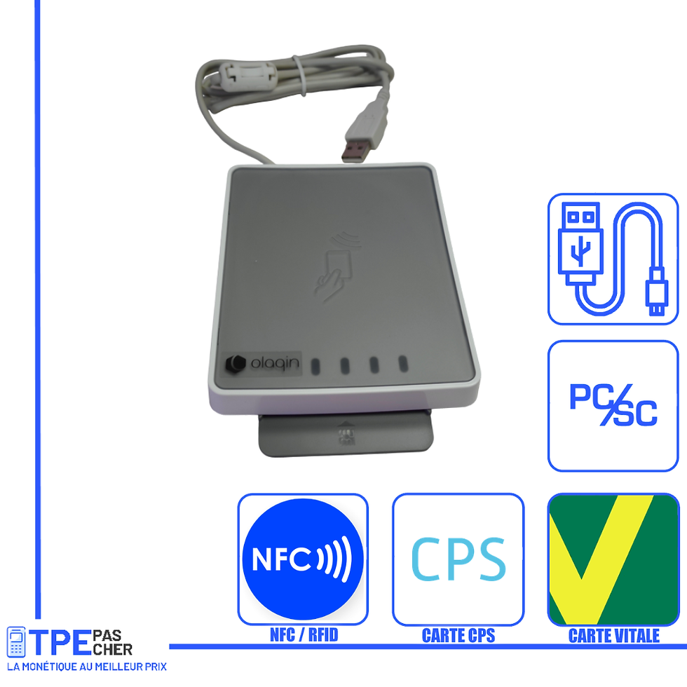 Lecteur SESAM-Vitale USB Olaqin Diteo, pour la lecture des cartes Vitales et CPS