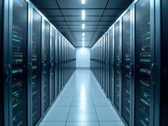 Cloud data center showing servers and network equipment