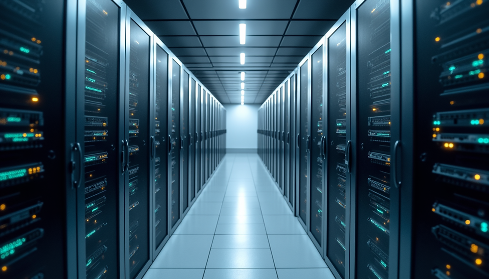 Cloud data center showing servers and network equipment