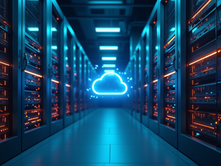Data center with servers illustrating cloud computing trends