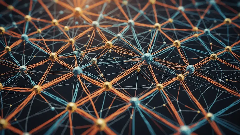 High angle view of a complex neural network model