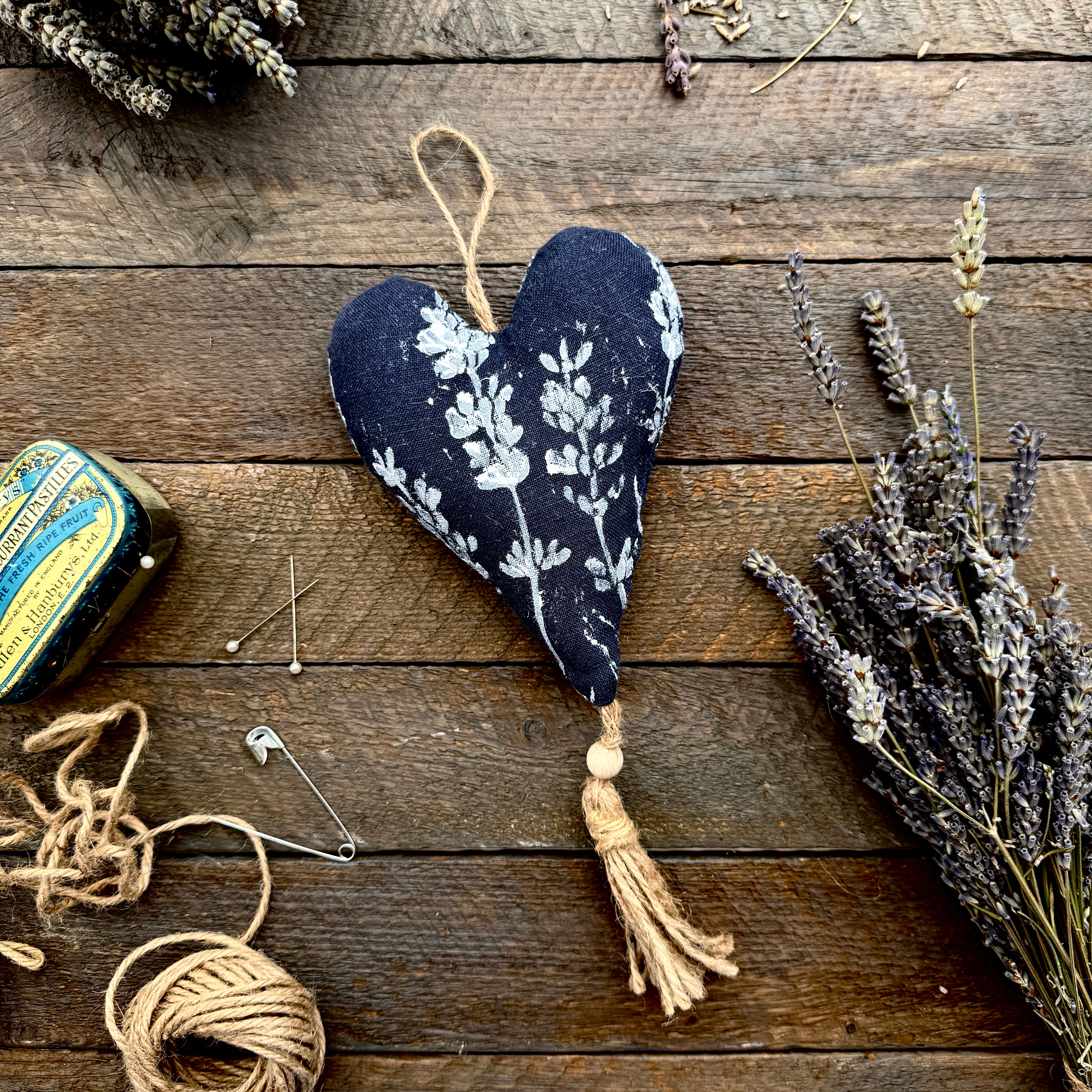 Lavender Heart Decoration - Navy