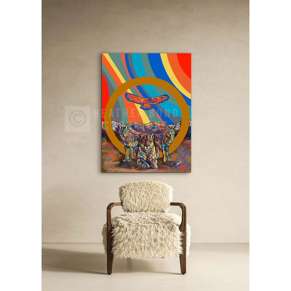 Thumbnail: Under her protection  20x30  print on mixed media on acrylic artist Heather Bond