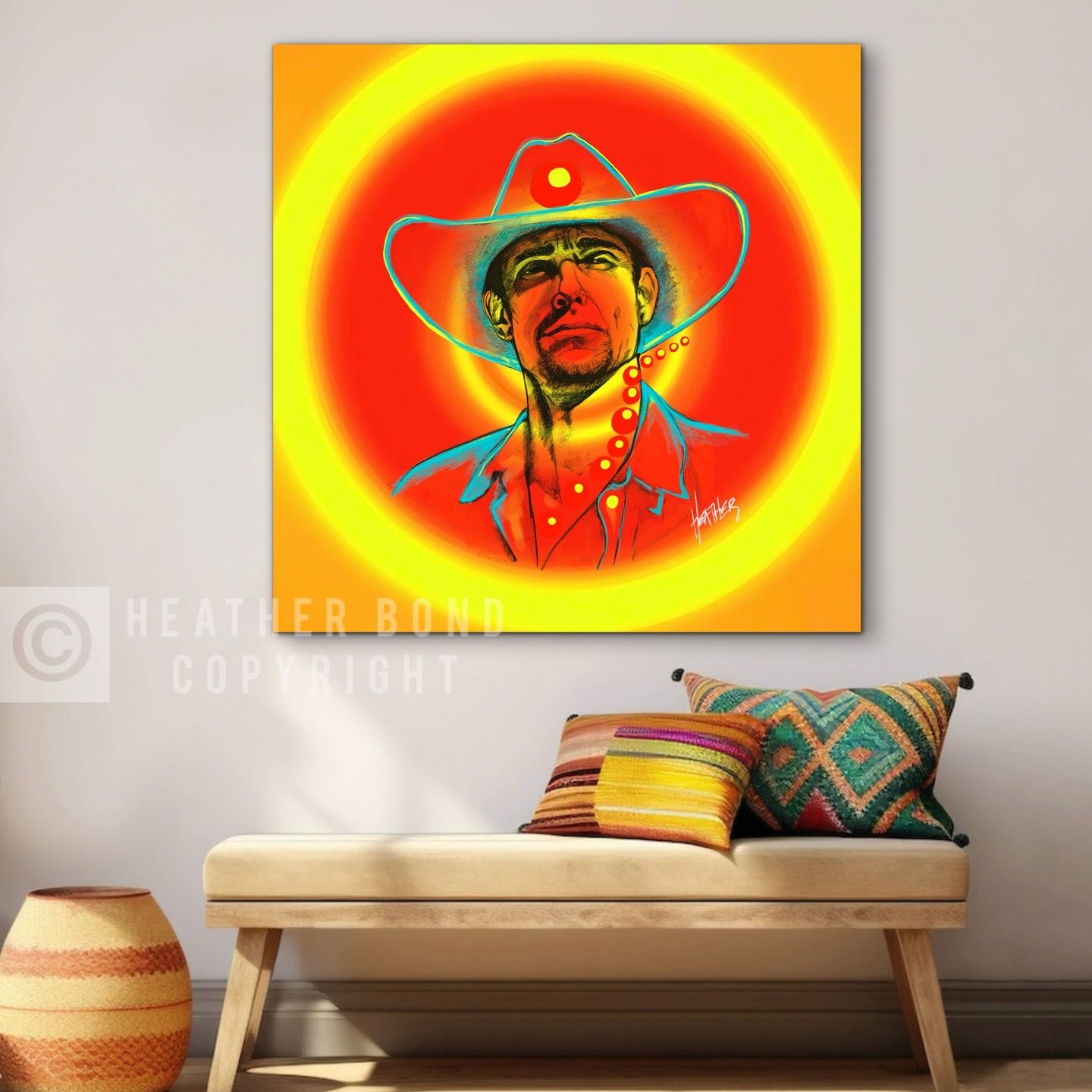 Holding the Sun – Mixed-Media Print on acrylic 30x30 Heather Bond 